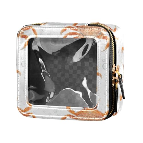 linqin Funny Crab Clear Make Up Bag Leder Kulturbeutel Hautpflege Tasche für Frauen, Lustige Krabbe, 1 size von linqin