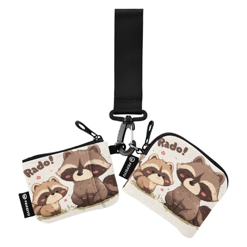 linqin Funny Raccoon Damen Dual Wallets Busniess Kartenetuis Kleine Abnehmbare Kleingeldbörse Geldbörse Geldbörse mit Reißverschluss Münzfach für Damen Mädchen 2 Stück, Lustiger Waschbär, 1 size von linqin
