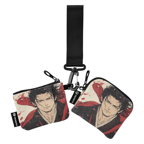 linqin Game Anime Japanischer Mann Damen Münztaschen Kartenhalter Mini Mode Handgelenktasche Schlüsselhalter mit Handgelenkschlaufe für Männer Frauen 2 Stück, Spiel Anime Japanischer Mann, 1 size von linqin