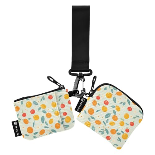 linqin Gelbe rote Früchte Damen Dual Wallets Busniess Kartenhüllen Große Kapazität Kartenhalter mit Schlüsselanhänger für Arbeit Reisen 2 Stück, Gelbe, rote Früchte, 1 size von linqin