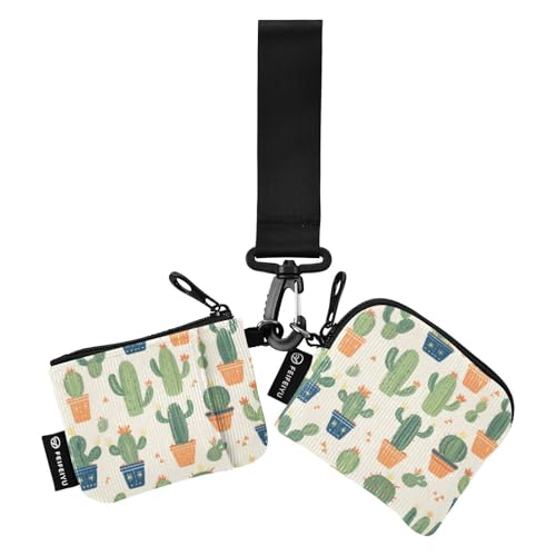 linqin Gigantic Cacti Münzgeldbörse, Kreditkartenetui, schmal, tragbar, mit Handgelenkschlaufe, für Damen und Herren, 2 Stück, Gigantic Cacti Mint Cream, 1 size von linqin