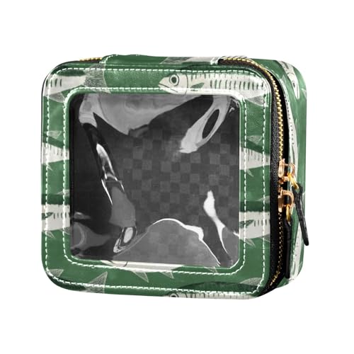 linqin Green Fish Kosmetiktasche für Damen, transparent, klein, wasserdicht, Reise-Kulturbeutel, Leder, Grüner Fisch, 1 size von linqin