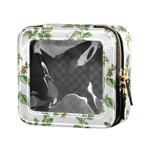 linqin Green Leafs transparente Make-up-Tasche für Geldbörse, Kulturbeutel, Kosmetiktasche für Reisen, Grüne Blätter, 1 size von linqin