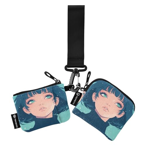 linqin Green Teen Girls Snow Damen Geldbörsen Kartenetuis Niedlich Mode Schlüsselanhänger Geldbörse Kleingeld Geldbörse mit Reißverschluss Münzfach für Damen Mädchen 2 Stück, Green Teen Girls Snow, 1 von linqin