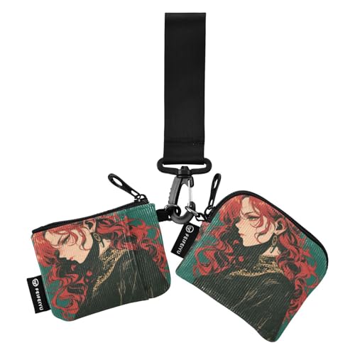 linqin Hateful Prince Damen Dual Wallets Busniess Kartenetuis Slim Abnehmbare Frauen Kreditkartenetui Münzbörse mit Handgelenkschlaufe für Arbeit Reisen 2 Packungen, Hateful Prince Dunkelgrün, 1 size von linqin