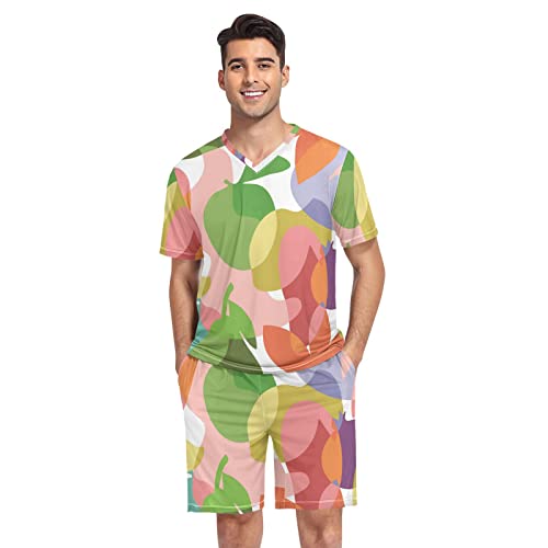 linqin Herren Schlafanzug Sommer Shorts Bunte Früchte, Bunte Früchte, XXL von linqin