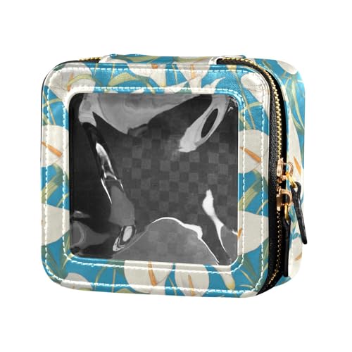 linqin Kleine Make-up-Tasche für Geldbörse, wasserdicht, Reise-Kulturbeutel, Kosmetiktasche, Organizer für Reisen, Weiße Lilien, Dunkelblau, 1 size von linqin
