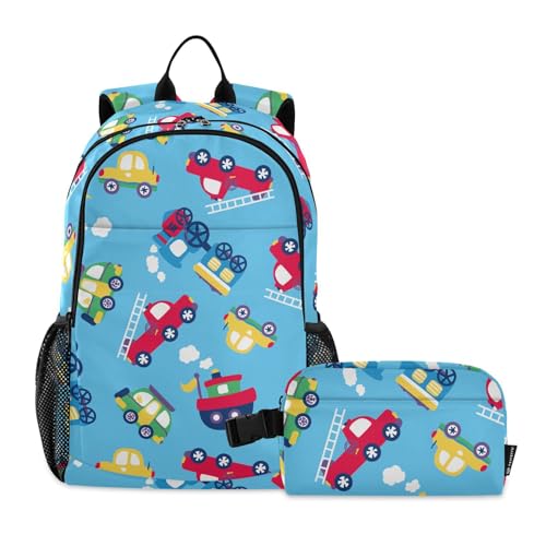 linqin Kleiner Auto-Rucksack mit Lunchbox, Schulrucksäcke für Mädchen, mit Lunchbox, Büchertasche mit Lunchbox für Mädchen im Alter von 8-10 Jahren von linqin