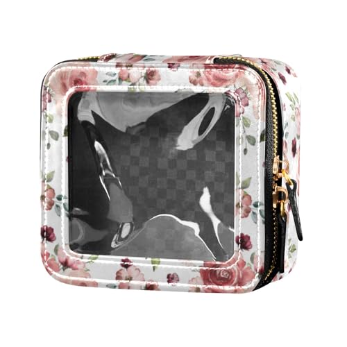 linqin Kosmetiktasche, Motiv: Frühlingsblumen, Blätter, transparent, klein, Reise-Kulturbeutel, tragbarer Make-up-Organizer für Reisen, Frühlingsblumen, Blätter, 1 size von linqin