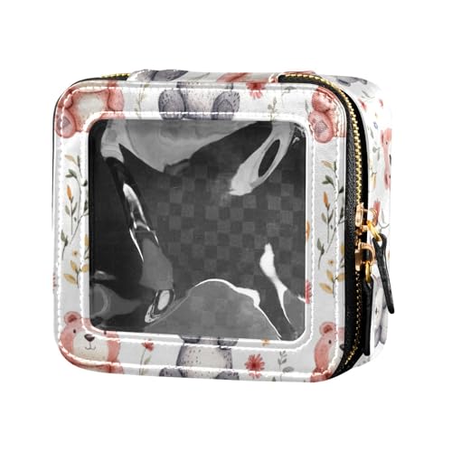 linqin Kosmetiktasche aus transparentem Leder, Motiv: Cartoon-Bären, Make-up-Organizer für Damen, Niedliche Cartoon-Bären, 1 size von linqin