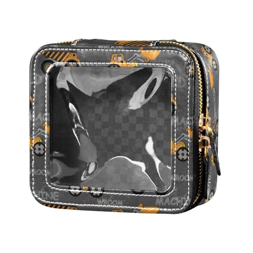 linqin Kosmetiktasche für Baumaschinen, klein, Leder, tragbar, Make-up-Organizer für Damen, Bagger, 1 size von linqin