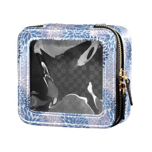 linqin Kosmetiktasche für Damen, Motiv: blaue Blumen, niedliche Reise-Make-up-Tasche, aus Leder, transparent, blaue blumen, 1 size linqin Kosmetiktasche für Damen, Motiv: blaue Blumen, niedliche Reise-Make-up-Tasche, aus Leder, transparent, blaue blumen, 1 size von linqin
