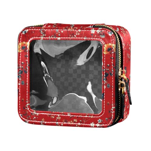 linqin Kosmetiktasche für Damen, Motiv: niedliche kleine Blumen, Rot, transparent, Niedliche kleine Blumen, rot, 1 size linqin Kosmetiktasche für Damen, Motiv: niedliche kleine Blumen, Rot, transparent, Niedliche kleine Blumen, rot, 1 size von linqin