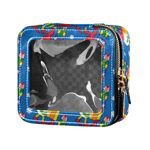 linqin Kosmetiktasche für Damen mit lustigen Weihnachts-Zwergen, transparent, für Geldbörse, Kulturbeutel, Kosmetiktasche, Zwerge halten Geschenke, 1 size von linqin