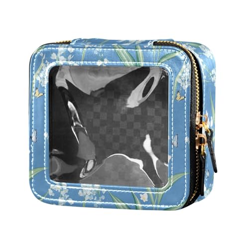 linqin Kosmetiktasche für Geldbörse, Reise-Kulturbeutel, Hautpflege, Motiv: niedliche Lilie, Blau, transparent, Süßes Lilienblau, 1 size von linqin