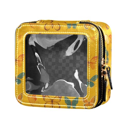 linqin Kosmetiktasche für Geldbörse, wasserdicht, Reise-Kulturbeutel, Nagellack-Organizer, gelb-grüne Schmetterlinge, transparent, Gelb-grüne Schmetterlinge, 1 size von linqin