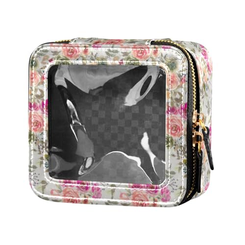 linqin Kosmetiktasche mit Aquarell-Blumenmuster, transparent, Kulturbeutel mit Reißverschluss, kleine Kosmetiktasche für Damen, Aquarell Floral, 1 size von linqin