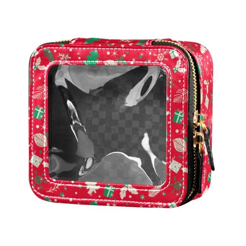 linqin Kosmetiktasche mit Aufschrift "Merry Christmas Tree Leaves Deer", rot, transparent, Reise-Make-up-Tasche, Kulturbeutel, Kosmetiktasche für Reisen, Frohe Weihnachten, 1 size linqin Kosmetiktasche mit Aufschrift "Merry Christmas Tree Leaves Deer", rot, transparent, Reise-Make-up-Tasche, Kulturbeutel, Kosmetiktasche für Reisen, Frohe Weihnachten, 1 size von linqin