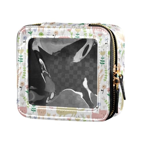 linqin Kosmetiktasche mit Cartoon-Katzen- und Blumenmotiv, transparent, mit Reißverschluss, kleine Kosmetiktasche für Geldbörse zum Fliegen, Cartoon-Katze und Blume, 1 size von linqin