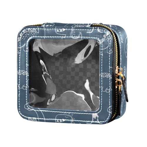 linqin Kosmetiktasche mit Dinosaurier-Motiv, transparent, Kulturbeutel, kleine Kosmetiktasche für Geldbörse für Reisen, Dinosaurier Blau, 1 size von linqin
