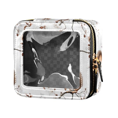 linqin Kosmetiktasche mit Eichhörnchen-Motiv, aus transparentem Leder, Kosmetiktasche, Make-up-Organizer zum Fliegen, Weiß, Niedliche Eichhörnchen, weiß, 1 size von linqin