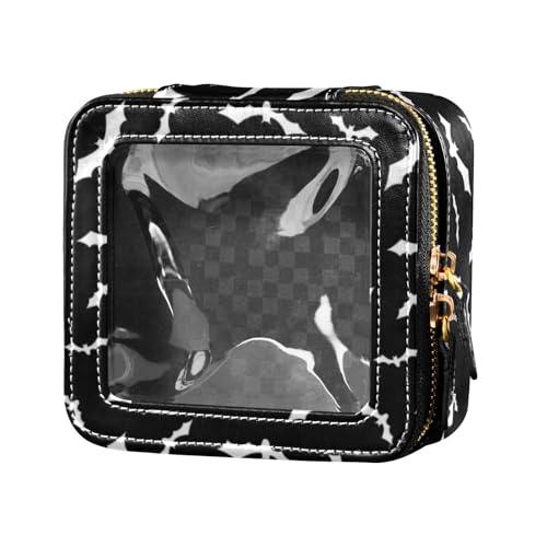 linqin Kosmetiktasche mit Fledermaus-Silhouetten, transparent, klein, für Geldbörse, Kulturbeutel, Hautpflege-Tasche für Damen, Fledermaus-Silhouetten, 1 size von linqin