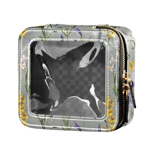 linqin Kosmetiktasche mit Frühlingsblumen, Lavendelgrau, niedlich, transparent, Kulturbeutel, kleine Kosmetiktasche für Damen, Lavendelgrau, 1 size von linqin