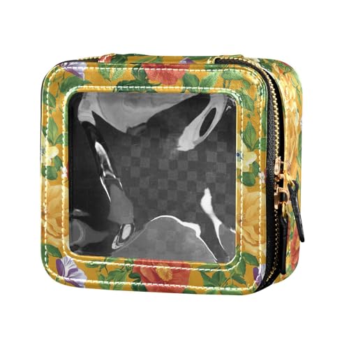 linqin Kosmetiktasche mit Gartenblumen, Rotgold, transparent, für Geldbörse, Reisetaschen für Toilettenartikel, Mini-Make-up-Behälter für Reisen, Blumen, Rotgold, 1 size von linqin