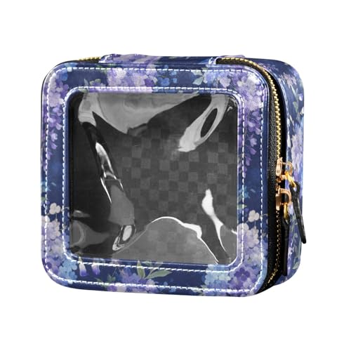 linqin Kosmetiktasche mit Glyzinien-Blumen, transparent, Reise-Kulturbeutel, Kosmetiktasche, Organizer für Damen, Violette Glyzinien-Blumen, 1 size von linqin