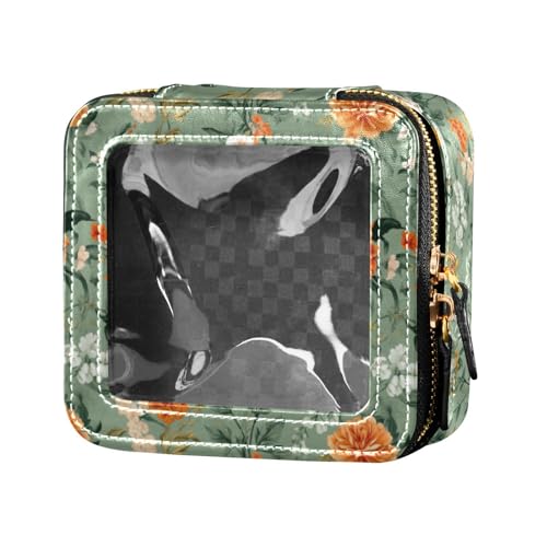 linqin Kosmetiktasche mit Herbstblumen, Salbeigrün, transparent, für Geldbörse, Reisetasche, Kosmetiktasche zum Fliegen, Herbstblumen, Salbeigrün, 1 size von linqin
