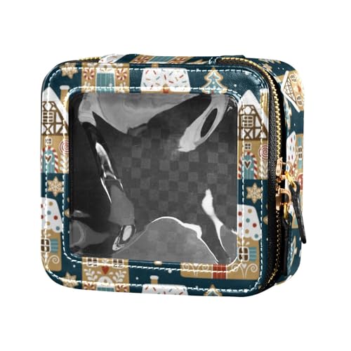linqin Kosmetiktasche mit Lebkuchenhäusern, transparent, Leder, Kulturbeutel, Mini-Make-up-Behälter für Damen, Lebkuchenhäuser, 1 size von linqin