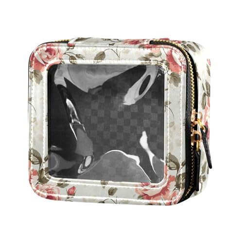 linqin Kosmetiktasche mit Pfirsichblumen, transparent, Reise-Kulturbeutel, Kosmetik-Organizer für Damen, Pfirsichblumen, 1 size von linqin