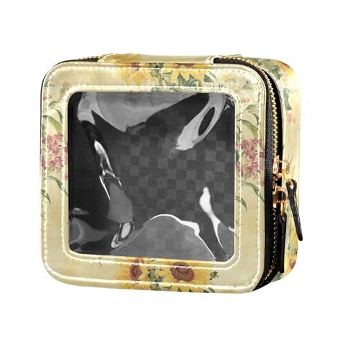 linqin Kosmetiktasche mit Sonnenblumen-Motiv, transparent, für Geldbörse, Kulturbeutel mit Reißverschluss, Nelke, Rotgold, 1 size von linqin