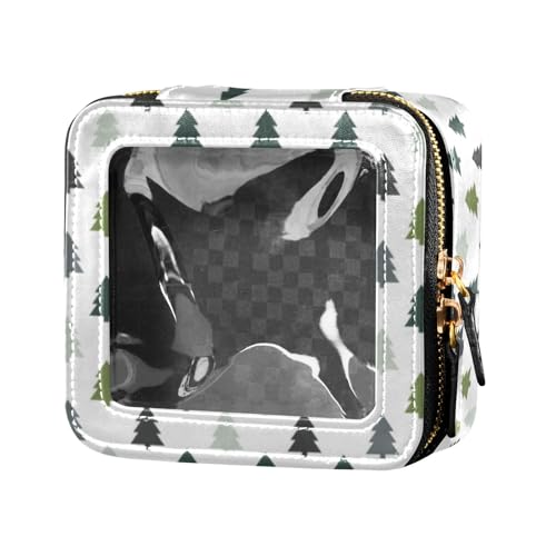 linqin Kosmetiktasche mit Weihnachtsbäumen, transparent, mit Reißverschluss, kleine Kosmetiktasche für Damen, Weihnachtsbäume, 1 size von linqin