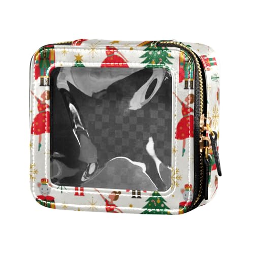 linqin Kosmetiktasche mit Weihnachtsbaum, Nussknacker, transparent, Kulturbeutel, Leder, Organizer-Taschen für Damen, Weihnachtsbaum-Nussknacker, 1 size von linqin
