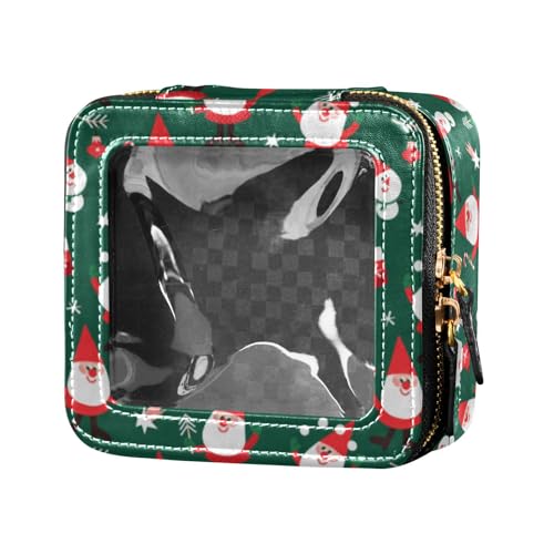 linqin Kosmetiktasche mit Weihnachtsmann, Schneemann, Weihnachten, transparent, klein, Leder, Kulturbeutel, Kosmetiktasche für Damen, Weihnachtsmann-Socken mit Schneemann, 1 size von linqin
