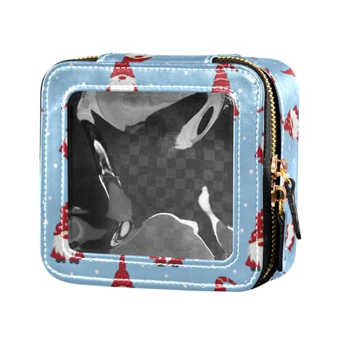 linqin Kosmetiktasche mit Weihnachtsmotiven, rote Zwerge, blau, niedlich, Reise-Make-up-Tasche, transparenter Kulturbeutel, Kosmetik-Organizer für Reisen, Weihnachts-Zwerge, 1 size von linqin