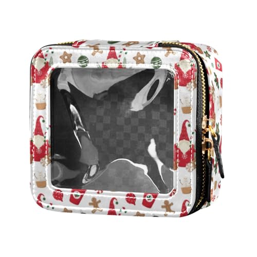 linqin Kosmetiktasche mit Weihnachtswichtel in Tasse, Lebkuchenkekse, transparent, klein, für Geldbörse, Reise-Kulturbeutel, Leder, Kosmetiktasche für Reisen, Weihnachtswichtel in Tasse, 1 size von linqin