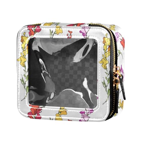 linqin Kosmetiktasche mit bunten Blumen, transparent, Reise-Kulturbeutel, kleine Kosmetiktasche für Geldbörse für Reisen, Bunte Blumen, 1 size von linqin