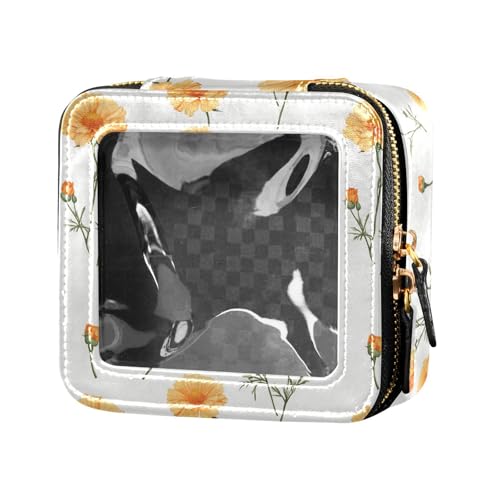 linqin Kosmetiktasche mit gelben Blumen, Retro-Stil, für Geldbörse, Kulturbeutel, Kosmetiktasche für Reisen, Retro-gelbe Blumen, 1 size von linqin