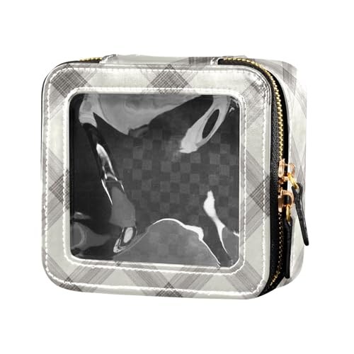 linqin Kosmetiktasche mit grauem Ginghams und niedlichem Gingham-Muster, transparent, Kulturbeutel, Make-up-Tasche, Organizer für Reisen, graues Gingham-Muster, 1 Größe, Graues Gingham, 1 size von linqin