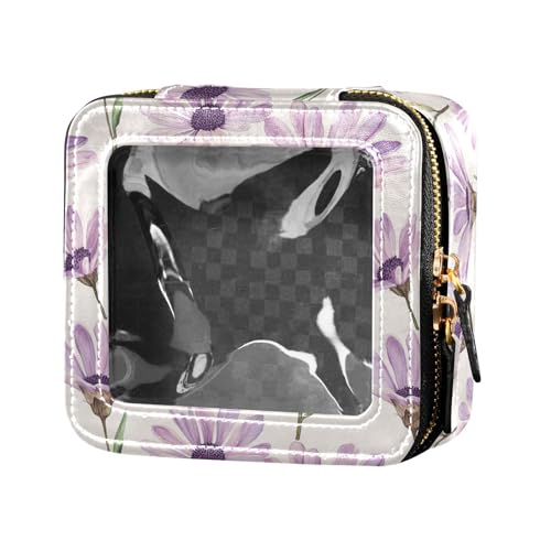 linqin Kosmetiktasche mit hellvioletten Blumen, Kulturbeutel, Mini-Make-up-Behälter für Damen, Hellviolette Blumen, 1 size von linqin