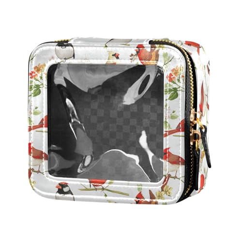 linqin Kosmetiktasche mit lustigem rotem Vogel, transparent, klein, für Geldbörse, wasserdicht, Reise-Kulturbeutel, Kosmetiktasche, Organizer für Damen, Lustiger roter Vogel, 1 size von linqin