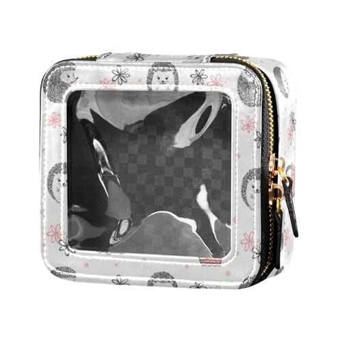 linqin Kosmetiktasche mit niedlichem Aquarell-Igel, aus transparentem Leder, Kosmetiktasche für Damen, Aquarell-Igel, 1 size von linqin