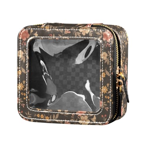 linqin Kosmetiktasche mit niedlichem Blumenmuster, transparent, kleine Kulturbeutel, tragbarer Make-up-Organizer für Damen, Süßes Blumenmuster, 1 size von linqin