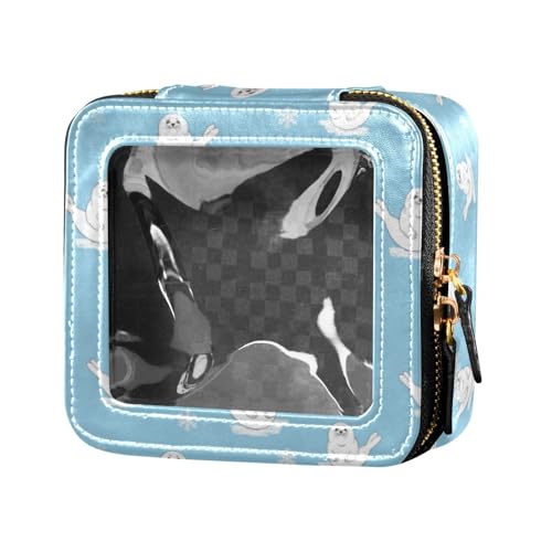 linqin Kosmetiktasche mit niedlichem Cartoon-Siegel, niedlicher Reise-Make-up-Tasche, transparenter Kulturbeutel für Damen, Niedlicher Cartoon-Welpe, 1 size von linqin
