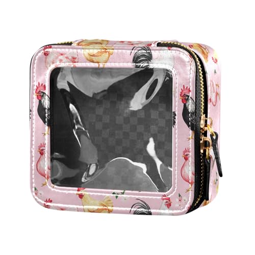 linqin Kosmetiktasche mit niedlichem Hühnermotiv, pfirsichfarben, mit Reißverschluss, kleine Kosmetiktasche für Geldbörse für Reisen, Niedliche Hühner, pfirsichfarben, 1 size von linqin