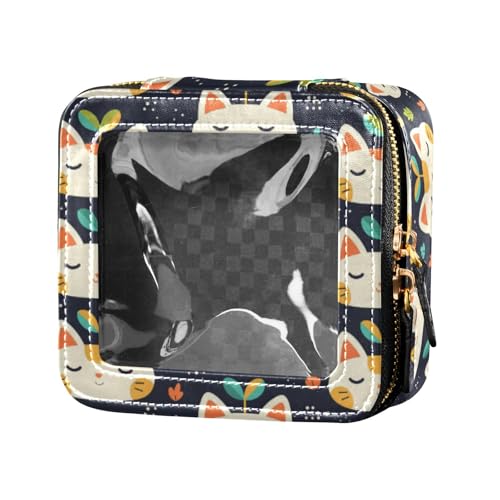 linqin Kosmetiktasche mit niedlichem Katzengesicht und Gras, transparente Kosmetiktasche mit Reißverschluss, Kosmetiktasche für Damen, Katzengesicht mit Gras, 1 size von linqin