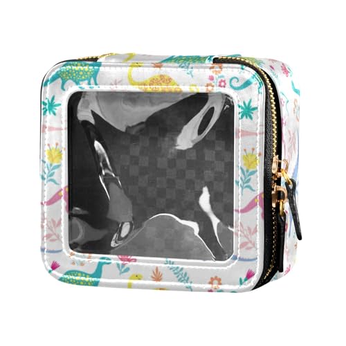 linqin Kosmetiktasche mit niedlichen Dinosauriern, transparent, für Geldbörse, Kulturbeutel, Leder, Organizer-Tasche für Reisen, Süße Dinosaurier, 1 size von linqin