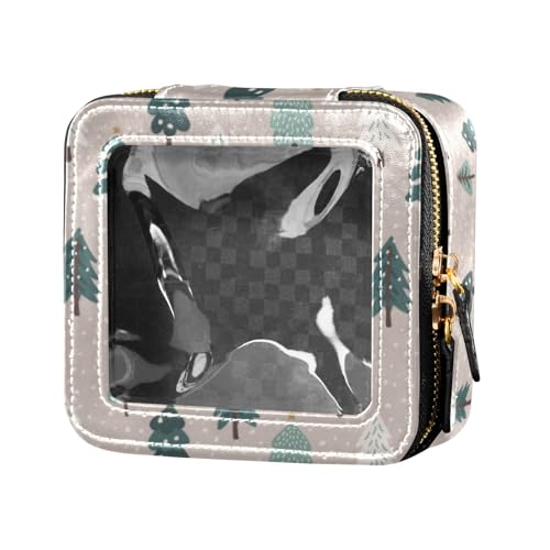 linqin Kosmetiktasche mit niedlichen Weihnachtsbäumen, transparent, klein, für Geldbörse, Kulturbeutel, Reise-Kosmetiktasche zum Fliegen, Niedliche Weihnachtsbäume, 1 size von linqin